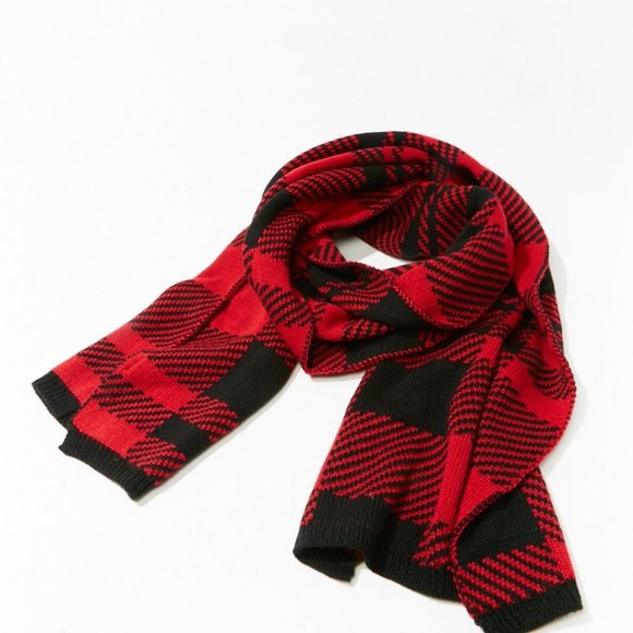 Forever 21 Accessories - Forever 21 Womens Plaid Oblong Scarf Red Black